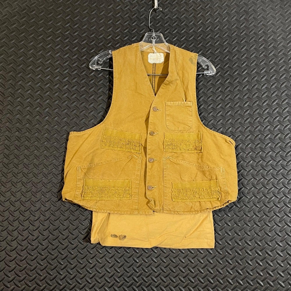 Vintage American Field Hunting Vest Canvas Game Pocket Utility Workwear USA Sz S